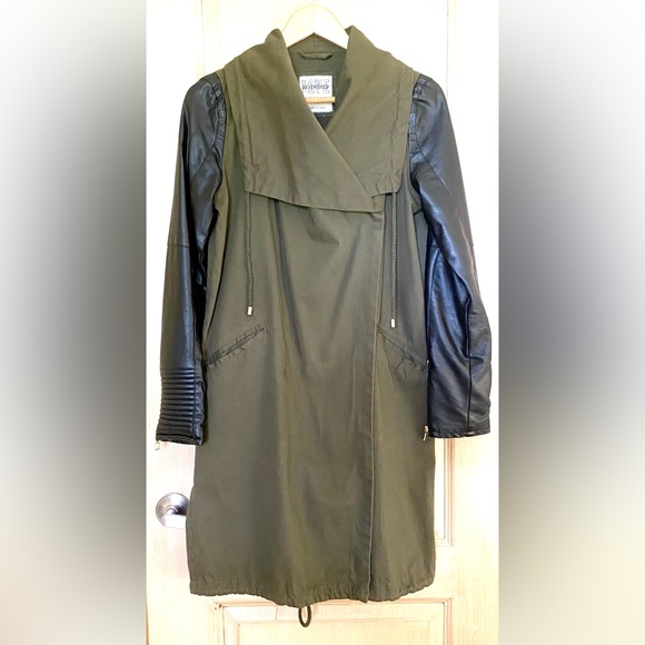 Love Destroyed Womens Army Green Long Black Jacket Coat Classic Practical Cotton - Picture 1 of 11